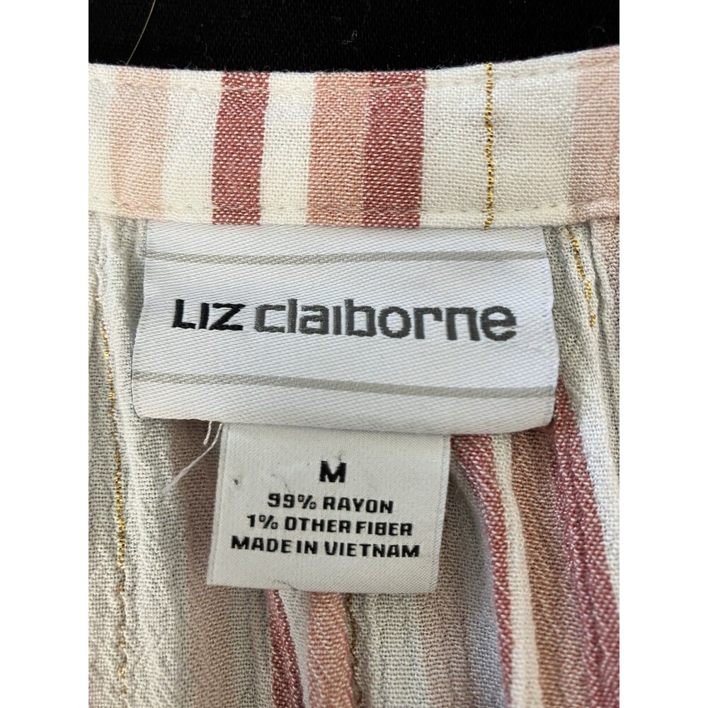 Liz Claiborne Sleeveless Button up Pink & White Blouse Size M - Picture 2 of 6